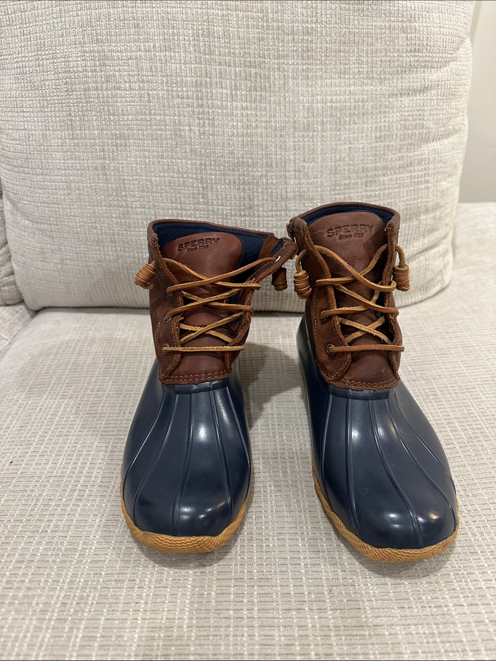 Sperry  Navy and Brown Waterproof Duck Boots